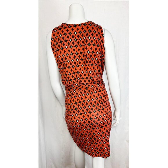 DIANE VON FURSTENBERG Keesa Silk Jersey Cowl Neck Sleeveless Fau Wrap Dress - Picture 4 of 10